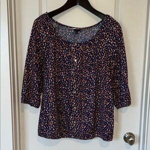 Ann Taylor Navy and Orange Blouse, size L